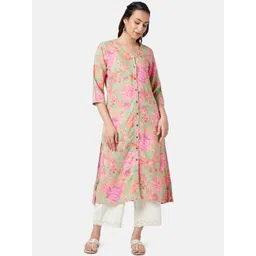 RANGMANCH BY PANTALOONS Women Floral Printed V-Neck A-Line Kurta-picture-10