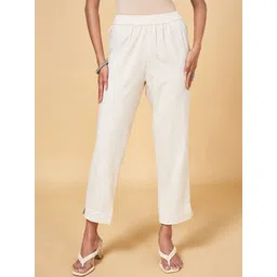 RANGMANCH BY PANTALOONS Women Mid-Rise Cropped Cotton Trousers-picture-38