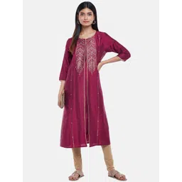 RANGMANCH BY PANTALOONS Women Purple Ethnic Motifs Printed A-Line Kurta-picture-14