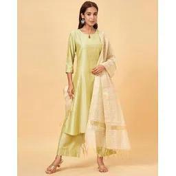 rangmanch by pantaloons Women Striped Dupatta with Fringed Border-picture-24