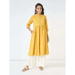 Rangmanch By Pantaloons Yellow Regular Fit Embroidered Kurta-picture-47