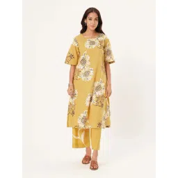Rangmanch By Pantaloons Yellow Relaxed Fit Floral Print Kurta-picture-19