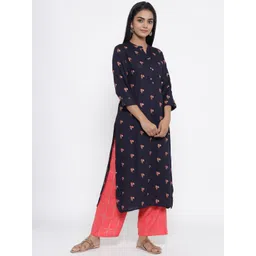 RANGMAYEE Women Black & Pink Printed Kurta with Palazzos image 4