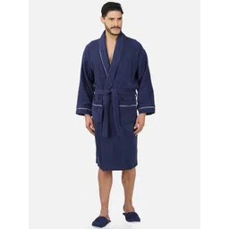 RANGOLI 500 GSM Pure Cotton Bath Robe With Room Slippers-picture-23