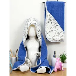 RANGOLI Blue & White 2 Pieces Solid 400 GSM Pure Cotton Baby Bath Towels-picture-20
