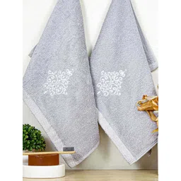 RANGOLI Grey Set Of 2 600 GSM Organic Royal Bamboo Hand Towel Set-picture-10