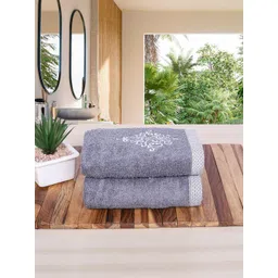 RANGOLI Grey Set Of 2 600GSM Organic Royal Bamboo Hand Towel Set-picture-11