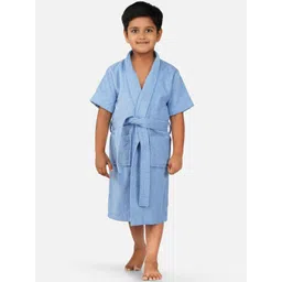 RANGOLI Kids Blue Shawl Collar Pure Cotton Super Absorbent 400 GSM Bath Robe-picture-41