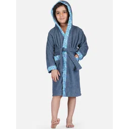 RANGOLI Kids Blue Solid 600 GSM Organic Bamboo Bath Robe-picture-36