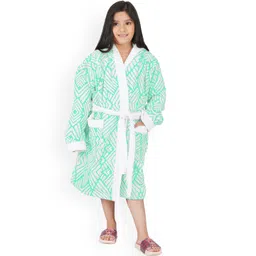 RANGOLI Kids Geometric Printed Cotton Hooded Bath Robe-picture-31