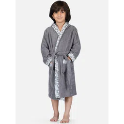 RANGOLI Kids Grey Solid 600 GSM Organic Bamboo Cotton Bath Robe-picture-14