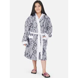 RANGOLI Kids Navy Blue & White Printed Hooded Bath Robe-picture-12