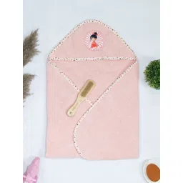 RANGOLI Kids Pink & White Printed Cotton 400 GSM Bath Towel image 3