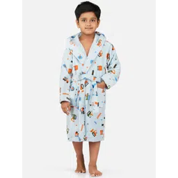 RANGOLI Kids Printed Hooded 400 GSM Pure Cotton Bath Robe-picture-12