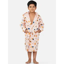 RANGOLI Kids Printed Hooded 400 GSM Pure Cotton Bath Robe image 1