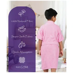 Rangoli Mini Noble Cotton Full Sleeves Solid Ultra Soft Bathrobe With Attached Adjustable Belt - Purple image 2