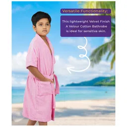 Rangoli Mini Noble Cotton Full Sleeves Solid Ultra Soft Bathrobe With Attached Adjustable Belt - Purple image 4