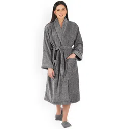 RANGOLI Pure Cotton Bath Robe With Slippers-picture-49