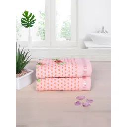 RANGOLI Set Of 2 Peach-Coloured  Printed 450 GSM Pure Cotton Hand Towel Set-picture-12