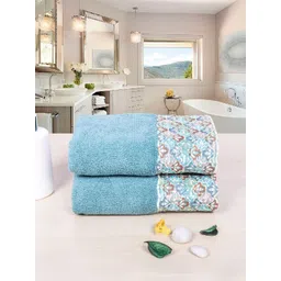 RANGOLI Sun Shine Set Of 2 Blue Solid 550 GSM 100% Cotton Hand Towels-picture-22