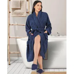 rangoli Unisex Cotton Bathrobe with Slippers-picture-50