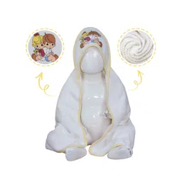 RANGOLI White & Yellow 2 Pieces Solid 400 GSM Pure Cotton Baby Bath Towels-picture-15