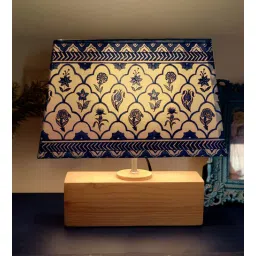 rangreli Blocks Blue Polyester Shade Table Lamp with Wood Base-picture-10