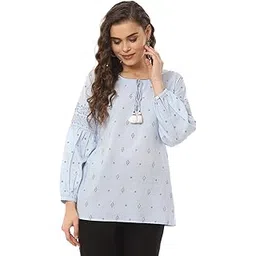 Rangriti Blue Art Silk Short Top for Women-picture-14