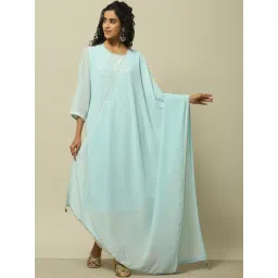Rangriti Blue Embroidered Dupatta-picture-23