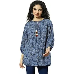 rangriti Blue Liva Tiered Top for Women-picture-56