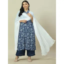 Rangriti Blue Printed A Line Kurta-picture-28