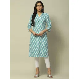 Rangriti Blue Printed Straight Kurta-picture-24