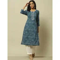 Rangriti Blue Printed Straight Kurta-picture-30