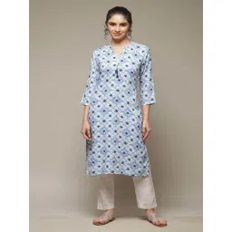 Rangriti Blue Printed Straight Kurta-picture-21