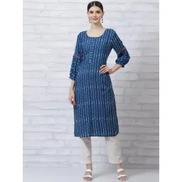 Rangriti Blue Printed Straight Kurta-picture-17