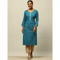 Rangriti Blue Printed Straight Kurta-picture-23