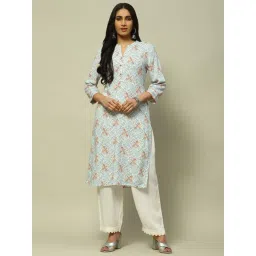 Rangriti Blue Printed Straight Kurta-picture-26