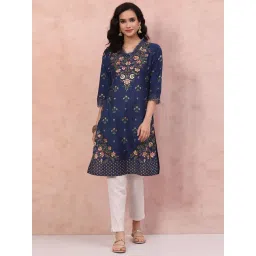 Rangriti Blue Printed Straight Kurta-picture-20