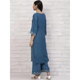 Rangriti Blue Printed Straight Kurta image 2