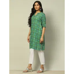 Rangriti Blue Printed Straight Kurta image 3