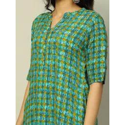 Rangriti Blue Printed Straight Kurta image 5