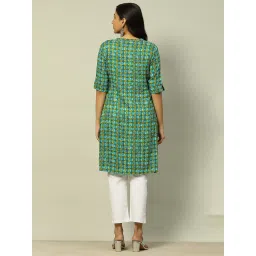 Rangriti Blue Printed Straight Kurta image 2