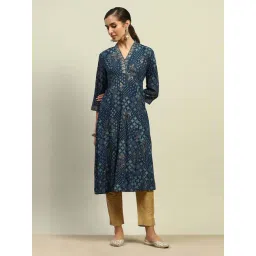 Rangriti Blue Regular Fit Printed Kurta-picture-36