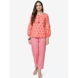 Rangriti Coral Print Top-picture-17