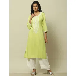 Rangriti Embroidered Round Neck Straight Kurta-picture-17