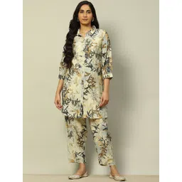 Rangriti Floral Printed Gotta Patti Shirt Collar Straight Kurta With Salwar-picture-23