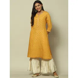 Rangriti Floral Printed Round Neck Kurta-picture-29