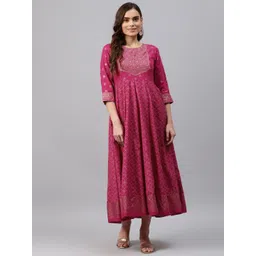 Rangriti Fuchsia Ethnic Motifs Maxi Dress-picture-23
