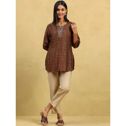 Rangriti Geometric Printed Thread Work Thread Work Kurti-picture-28