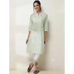 Rangriti Green Cotton Regular Fit Printed Kurta-picture-23
